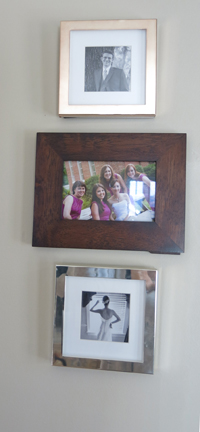 Wedding pic wall display for this bride and groom's living room