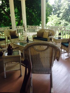 Breakfast is served on Mayhurst Inn's porch