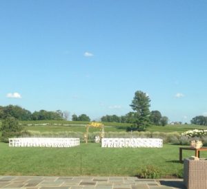 Chairs set for Early Mountain wedding